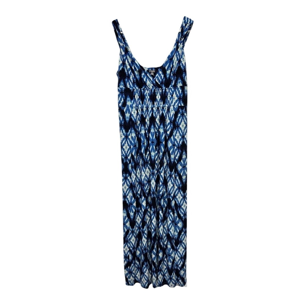 Chaps Womens Blue Ikat Geometric V-Neck Smocked Empire Waist Maxi Dress Medium